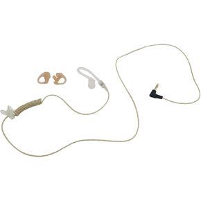Tubeless Short Tube Police Law Enforcement Ear Picece Cover Listen Only Earpiece Walkie Talkie Two Way Radio Headset,3.5mm.33-inches Cable with 1.5-inches Small Coil(White and Gold)