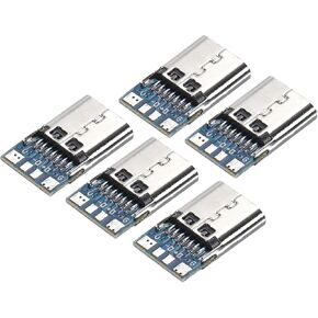 MECCANIXITY 5Pcs USB 3.1 Type C Connector 24 Pins Female Plug Socket Connector with PCB Board for Charging,Data Transfer