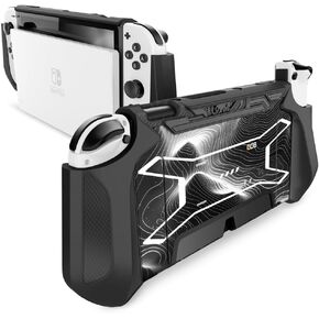 Mumba Dockable Case for Nintendo Switch OLED 2021, [Blade Series] TPU Grip Protective Cover Accessories Compatible with Nintendo Switch OLED 7 Inch and Joy-Con Controller (Waves )