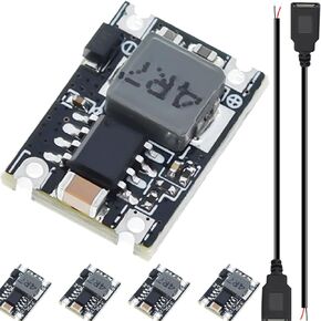 3A Mini Step Down Module,Buck Converter Board DC-DC 5V-30V to 5V Voltage Regulator PCB Power Buck Board - 5 Pack with USB Female Cable