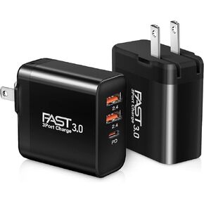 USB C Charger 2Pack, iSeekerKit 30W 3-Port Fast Type C Wall Charger Block with PD 3.0 + 5V/2.4A Foldable USB C Charging Block Plug Compatible for iPhone 14/13/Pro Max/Samsung Galaxy/Pixel 7