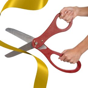 YARRD Grand Opening Ceremony Kit – 25" Giant Red Scissors with Red and Gold Satin Ribbons Grand Opening Ribbon Cutting Ceremony Kit for Special Events Inaugurations and Ceremonies