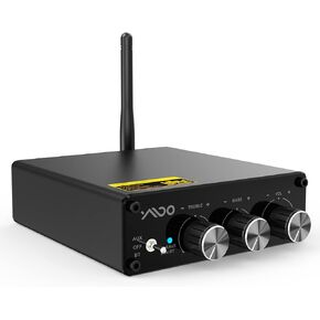YMOO Bluetooth 5.3 Amplifier 2 Channel for Passive Subwoofer, RCA/Bluetooth Input Home Audio Receiver,HiFi Low Latency,100W x 2 Powerful Sound with Bass/Treble Control(Power Supply)