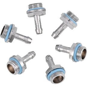 G1/4 Barb Fitting Adapter Water Cooling Hose Barb, 6Pcs Hose Barb to Pipe Fittings Connect for Computer Water Cooling System, 6 PCS(9mm)