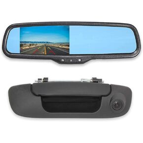 EWAY Tailgate Handle Backup Reverse Camera with 4.3 inch Rear View Mirror Monitor Kit for Dodge Ram 1500 2500 3500 2002-2008 Vehicle Safety Auto Reversing Parking Camera