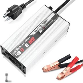 8 Amp 48/58.4 Volt Lithium Battery Charger for Golf Cart,Suitable for 16S 48V lifepo4 battery,with Trickle Charge, 48V lifepo4 charger with Alligator Clip,Compatible with Club Car,EZGO,Yamaha