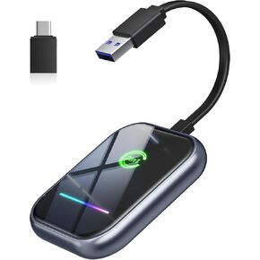 Wireless CarPlay Adapter 2024 Upgraded, 2 in 1 Wireless CarPlay & Android Auto Adapter Converts Factory Wired CarPlay to Wireless, Plug and Play Car Play Wireless Adapter, Compatible iPhone/Android