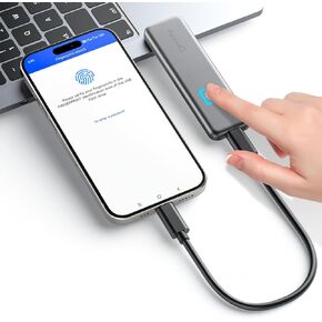 NEWQ 256GB External Portable SSD, Fingerprint Touch Solid State Drive, High Speed Transmission & Encryption, Backup, Slim USB C Hard Drive for iOS & Android & Mac & Windows, Smartphone, Laptop, Pad