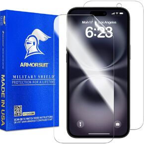ArmorSuit 2 Pack for iPhone 16 Plus Screen Protector Case Friendly MilitaryShield HD Clear Film - Made in USA