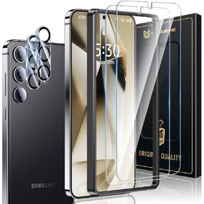UniqueMe for Samsung Galaxy S24 Plus Screen Protector, Case Friendly HD Clear Anti-Scratch 9H Tempered Glass for S24 Plus 2 Pack + Camera Lens Protector 2 Pack 6.7 inch