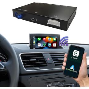 Road Top Wireless Carplay Android Auto Module for Audi Q3 2014-2018 Year with RMC Software Version (Not Fit for MMI 3G+), Carplay Retrofit Kit Decoder, Support Mirrorlink, Camera