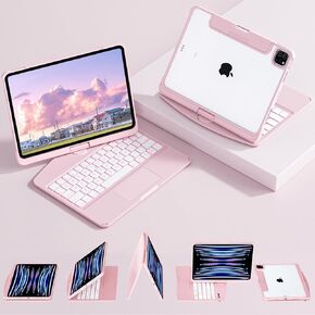360 Swivel Keyboard Clear Case for iPad Pro 13 2024(M4) with Smart Trackpad for iPad Pro 6th Generation Gen Rotating Case, Smart Backlit & Pencil Holder,Clear Black