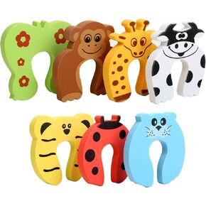 4Pcs Door Stopper Wedge Finger Protector, HNYYZL Silicone Door Stops, Cute Colorful Cartoon Leaf Style Secure Flexible Decorative Finger Protector, for Home and Office(Green, Yellow, Blue, Brown)