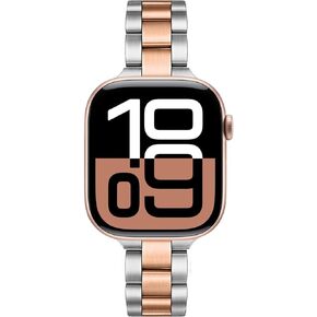 سوار TRUMiRR لساعة Apple Series 10 42 مم 46 مم 9 8 7 41 مم 45 مم ستارلايت للنساء، حزام ساعة نحيف من الفولاذ المقاوم للصدأ بديل حزام أنثوي لـ iWatch Ultra SE Series 6 5 4 40 مم 44 مم