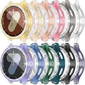RICHONE [12Pack] Bling Case Compatible with Samsung Galaxy Watch 7 40mm 2024 Screen Protector, HD Full Protection Flexible TPU Watch Bumper Cover Anti Scratch Samsung Watch 7 Accessory (40MM)