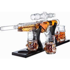 Stormtrooper Blaster Decanter Set, Gifts for Men, Dad - Star Wars Sci-Fi Blaster Force Gun Whiskey & Wine Set 750ml - Energized Particle Weaponry Elegant Decanters 24" - 4x Trooper Shots Base Gift