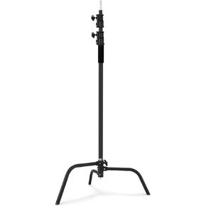 2 Packs C-Stand Kit,Heavy Duty Steel Photography Light Stand Kit,Adjustable 5-10.8 feet Sturdy Turtle Base for Studio Softbox, Monolights, Reflector, Umbrella（Black）