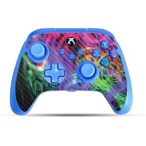 Carbon Fiber Gaming Skin Compatible with PowerA Xbox Series X|S Enhanced Wired Controller - Neon Splatter - Premium 3M Vinyl Protective Wrap Decal Cover | Crafted in The USA by MightySkins