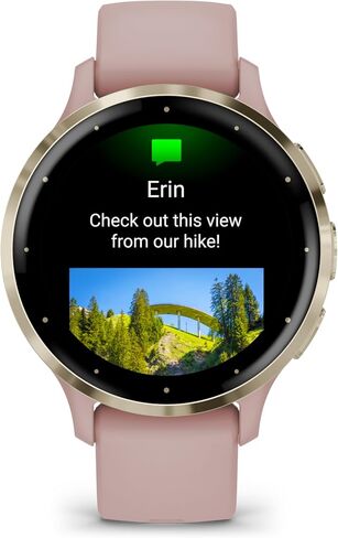 ساعة ذكية Garmin Venu 3S متتبع للياقة البدنية والصحة الذكية بإطار ذهبي ناعم من الفولاذ المقاوم للصدأ مع حافظة وردية 41 ملم من السيليكون وشاشة AMOLED تعمل باللمس 1.2 بوصة in Saudi Arabia