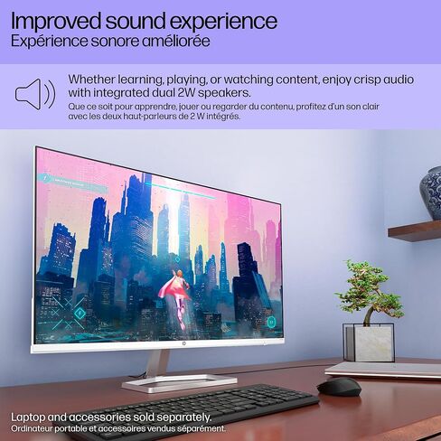 شاشة HP Series 5 مقاس 27 بوصة بدقة FHD، شاشة عالية الدقة بالكامل (1920 × 1080)، لوحة IPS، 99% sRGB، نسبة تباين 1500:1، 300 شمعة في المتر المربع، راحة العين مع شهادة Eyesafe، 527sa (متجددة) in Kuwait