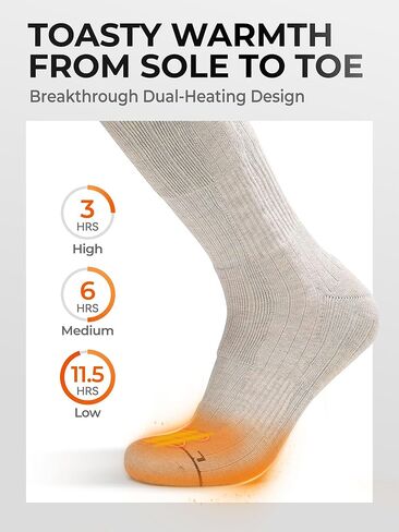 جوارب ORORO [جديدة تمامًا] مُدفأة مع تدفئة لأصابع القدم والنعل، جوارب كهربائية مُدفأة من مزيج الصوف مع بطارية (الشاحن غير متضمن) in Kuwait