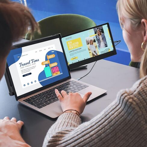 موسع شاشة الكمبيوتر المحمول Teamgee، شاشة محمولة 12 بوصة IPS 1080 FHD مع مكبرات صوت مدمجة ومسند، متوافق مع نظام التشغيل Mac Windows Android Dex Harmony، موسع الشاشة المزدوجة S1 mini يناسب أجهزة الكمبيوتر المحمولة مقاس 12 بوصة - 16 بوصة in Kuwait