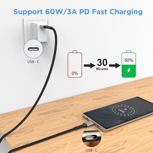 1ft USB-C to USB-C Cable Short Type C to Type C Fast Charging Cable Compatible with Apple iPhone 16/15 Pro/Max Samsung Galaxy Google, Short USBC to USBC Cord 12 Inch in Kuwait