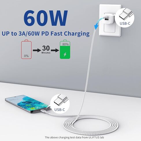 1ft USB-C to USB-C Cable Short Type C to Type C Fast Charging Cable Compatible with Apple iPhone 16/15 Pro/Max Samsung Galaxy Google, Short USBC to USBC Cord 12 Inch in Kuwait