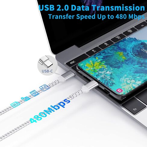 1ft USB-C to USB-C Cable Short Type C to Type C Fast Charging Cable Compatible with Apple iPhone 16/15 Pro/Max Samsung Galaxy Google, Short USBC to USBC Cord 12 Inch in Kuwait