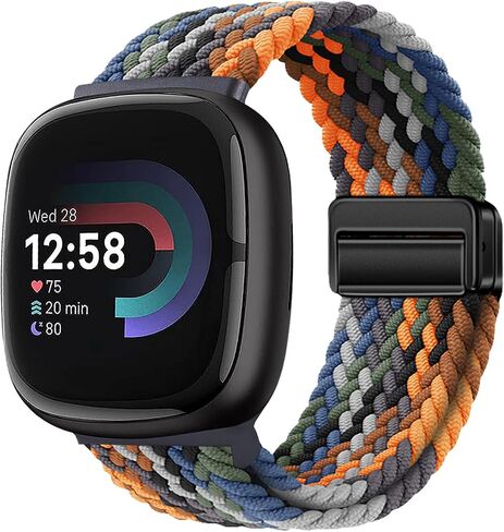 Braided Bands Compatible with Fitbit Versa 4/Fitbit Versa 3/Sense 2/Sense 1,Soft Stretchy Elastic Nylon Sport Loop Strap for Women Men in Saudi Arabia
