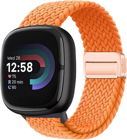 Braided Bands Compatible with Fitbit Versa 4/Fitbit Versa 3/Sense 2/Sense 1,Soft Stretchy Elastic Nylon Sport Loop Strap for Women Men in Saudi Arabia