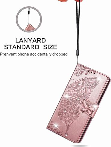 CCSmall for Samsung Galaxy Z Fold 6 Wallet Case for Women Girls, Embossed Floral Butterfly PU Leather Folio Flip Case Cover with Card Slot Holder for Samsung Z Fold 6 5G Rhinestone Rose Gold in Kuwait