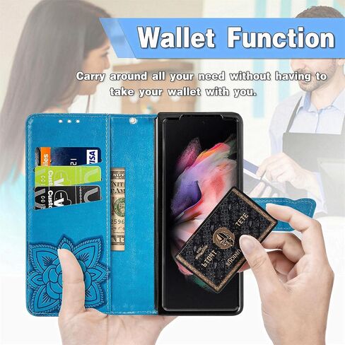 CCSmall for Samsung Galaxy Z Fold 6 Wallet Case for Women Girls, Embossed Floral Butterfly PU Leather Folio Flip Case Cover with Card Slot Holder for Samsung Z Fold 6 5G Rhinestone Rose Gold in Kuwait