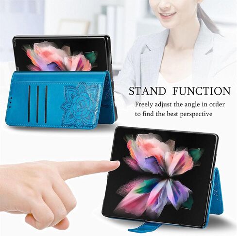 CCSmall for Samsung Galaxy Z Fold 6 Wallet Case for Women Girls, Embossed Floral Butterfly PU Leather Folio Flip Case Cover with Card Slot Holder for Samsung Z Fold 6 5G Rhinestone Rose Gold in Kuwait
