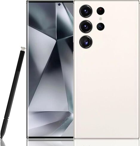 I24 Ultra Unlocked Cell Phone, 5G Smartphone with S Pen, 8GB+256GB Full Netcom Unlocked Phone, 6800mAh Battery 6.8" FHD+ Display 120Hz 80MP Camera, GPS/Face ID/Dual SIM Phone (White) in Saudi Arabia
