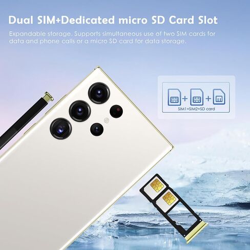 I24 Ultra Unlocked Cell Phone, 5G Smartphone with S Pen, 8GB+256GB Full Netcom Unlocked Phone, 6800mAh Battery 6.8" FHD+ Display 120Hz 80MP Camera, GPS/Face ID/Dual SIM Phone (White) in Saudi Arabia