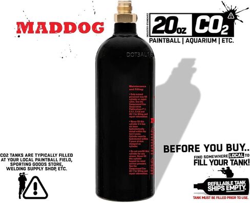 Maddog 20 Oz Refillable Aluminum CO2 Paintball Tank - Ships Empty in Saudi Arabia
