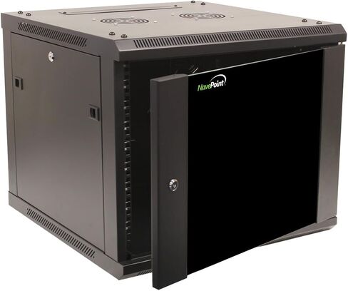 NavePoint 22U Server Cabinet Wall Mount Rack Enclosure with Caster Wheels, 2 Fans, Locking Glass Door, Removable Side Panels – 22U Network Cabinet 23.6" Deep, 19" Server Rack for A/V Equipment in Kuwait