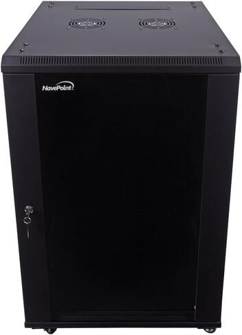 NavePoint 22U Server Cabinet Wall Mount Rack Enclosure with Caster Wheels, 2 Fans, Locking Glass Door, Removable Side Panels – 22U Network Cabinet 23.6" Deep, 19" Server Rack for A/V Equipment in Kuwait