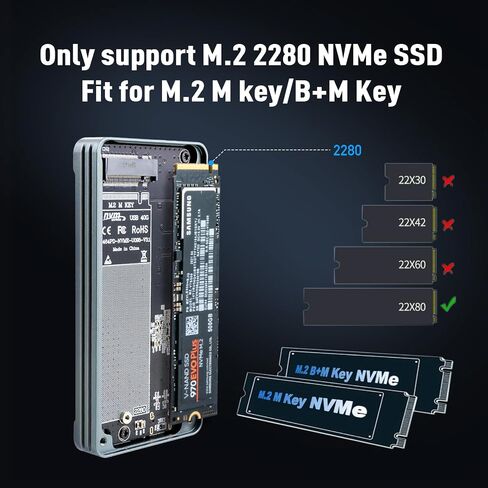 محول حاوية M.2 NVME SATA SSD، محول USB 3.2 Gen 2 10 جيجابت في الثانية NVMe PCI-E 6 جيجابت في الثانية SATA M-Key / B+M مفتاح محرك الحالة الصلبة الخارجي مع حواف UASP، لمحركات أقراص SSD 2242 2260 2280 in Kuwait