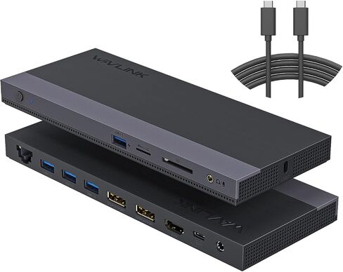 محطة إرساء الكمبيوتر المحمول USB C شاشة ثلاثية، قاعدة توصيل كمبيوتر محمول WAVLINK ثلاثية العرض مع شحن 100 وات لجهاز M1/M2 MacBook Pro/Air، Dell، Lenovo، HP، Asus، 2DP+HDMI، 4USB 3.0، جيجابت إيثرنت، TF/SD in Kuwait