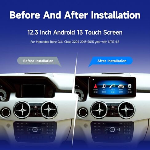 راديو سيارة Android 13 بشاشة لمس 12.3 بوصة ستيريو سيارة لمرسيدس بنز GLK-Class X204 (2013-2015) NTG 4.5/4.7، يدعم Carplay اللاسلكي، Android Auto، الكاميرا، Mirrorlink in Kuwait