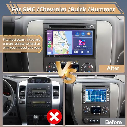 Podofo Apple CarPlay Car Stereo Radio for Chevrolet Chevy Silverado GMC Sierra Buick Enclave 2007-2012 8" IPS Touch Screen Audio with Android Auto GPS Mirror Link WiFi RDS Hi-Fi Backup Camera in Saudi Arabia