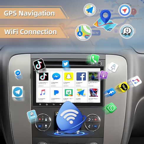 Podofo Apple CarPlay Car Stereo Radio for Chevrolet Chevy Silverado GMC Sierra Buick Enclave 2007-2012 8" IPS Touch Screen Audio with Android Auto GPS Mirror Link WiFi RDS Hi-Fi Backup Camera in Saudi Arabia