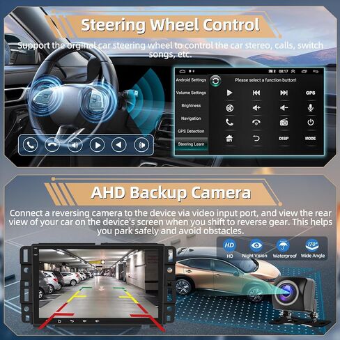 Podofo Apple CarPlay Car Stereo Radio for Chevrolet Chevy Silverado GMC Sierra Buick Enclave 2007-2012 8" IPS Touch Screen Audio with Android Auto GPS Mirror Link WiFi RDS Hi-Fi Backup Camera in Saudi Arabia