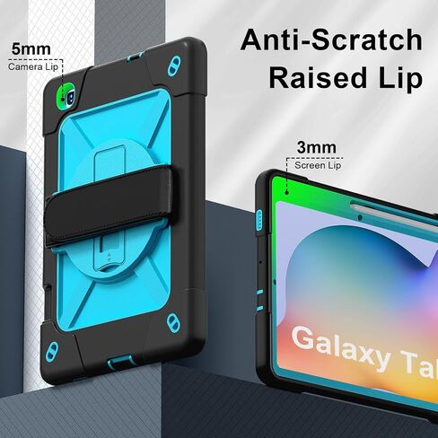 for Samsung Galaxy Tab S6 Lite Tablet Case 10.4 inch 2024/2022/2020, 360 Rotating Stand Heavy Duty Shockproof Silicone Case for Galaxy Tab S6 lite (SM-P620/P625/P610/P613/P615/P619) Black in Kuwait