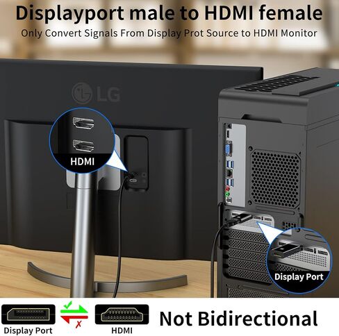 DisplayPort to HDMI Adapter,1080p Uni-Directional Display Port DP to HDMI Passive Adapter Compatible for HP, HDTV, AMD, NVIDIA,Dell, GPU,Projector, PC,Desktop in Saudi Arabia