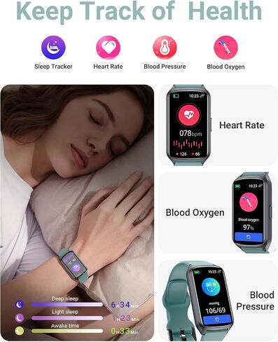 Health Fitness Tracker with 24/7 Heart Rate, Blood Oxygen, Blood Pressure, Sleep Tracker, 5ATM Waterproof Activity Trackers with Step Tracker, Pedometer (S & L Bands Included) in Kuwait