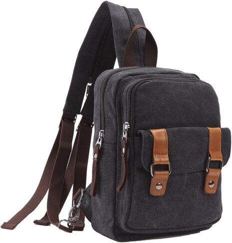 Arbag Small Cute Backpack Vintage Casual Canvas Shoulder Bag Daypack 8528bag,Black in Kuwait