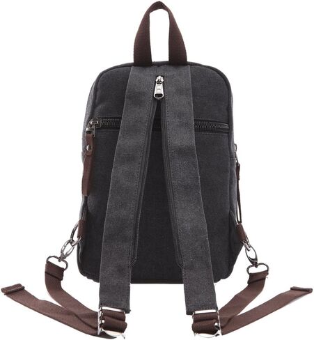 Arbag Small Cute Backpack Vintage Casual Canvas Shoulder Bag Daypack 8528bag,Black in Kuwait